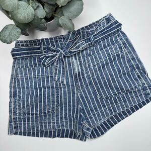 American Eagle | Blue Stripe Paperbag Shorts